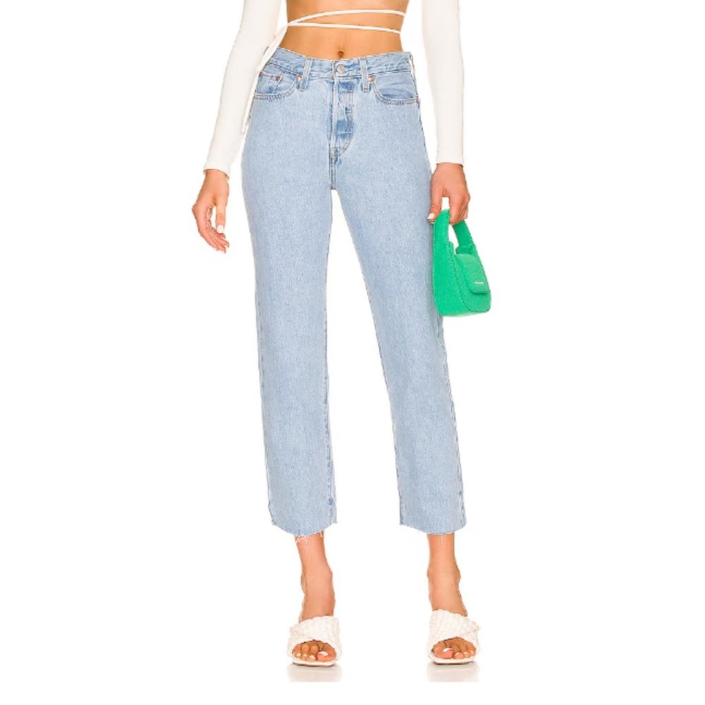 Levi's Premium Wedgie Straight Fit Luxor Empire Light Wash Size 23 x 28 Revolve